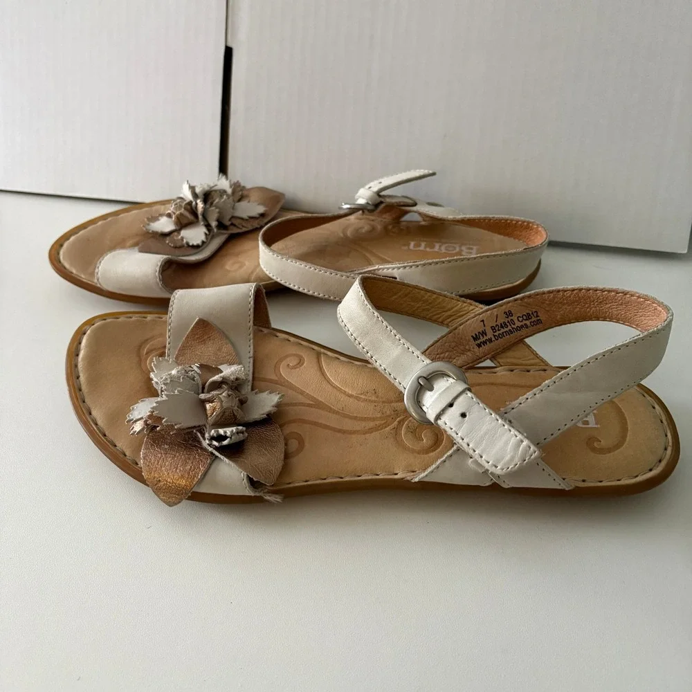 Born Gold and beige sandals